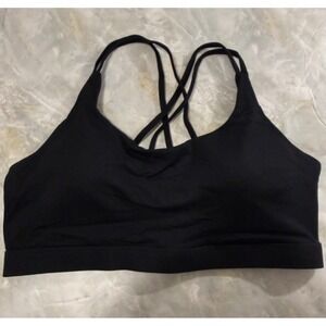 Running Girl Black Criss Cross Back Sports‎ Bra Workout Top XL Extra Large